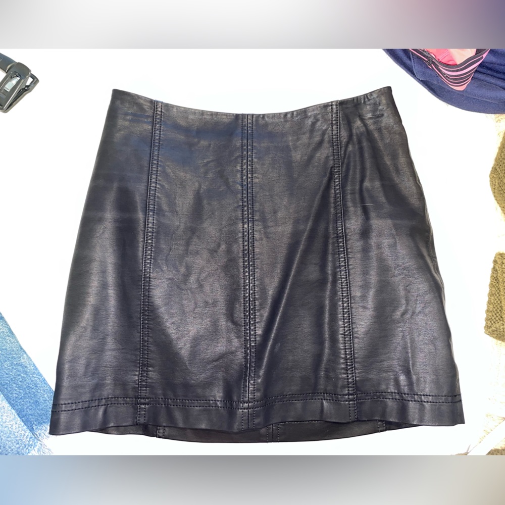 FREE PEOPLE vegan leather mini skirt!